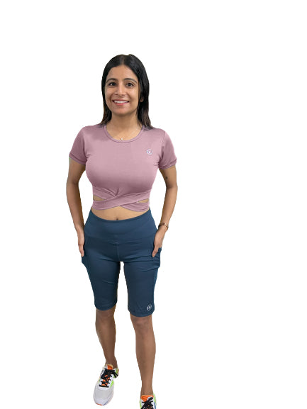 TieBack Crop Training Top  - Dust Pink