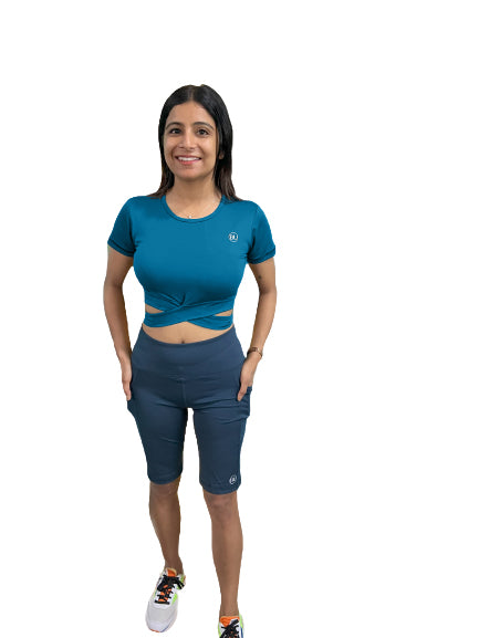 TieBack Crop Training Top - Ocean Blue