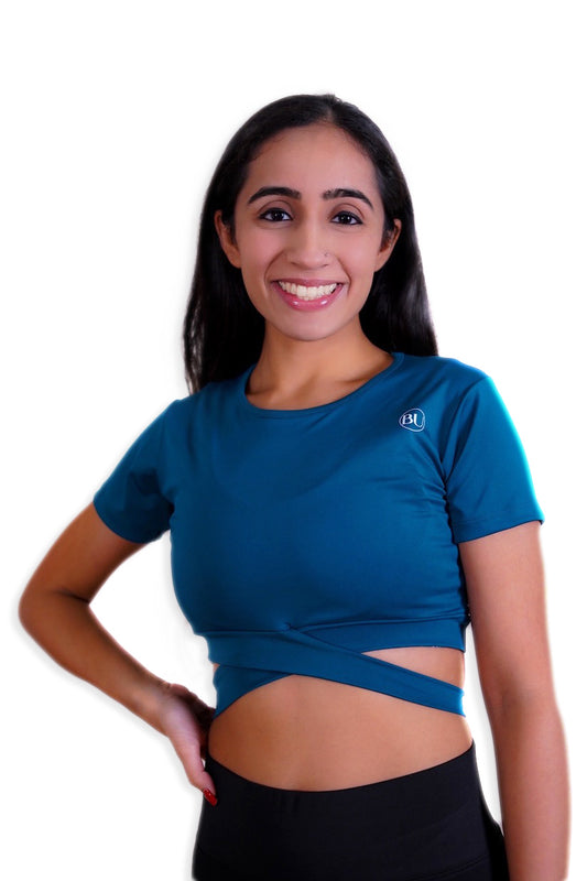 TieBack Crop Training Top - Ocean Blue