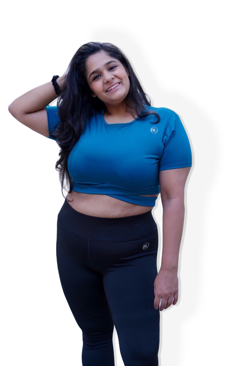 TieBack Crop Training Top - Ocean Blue