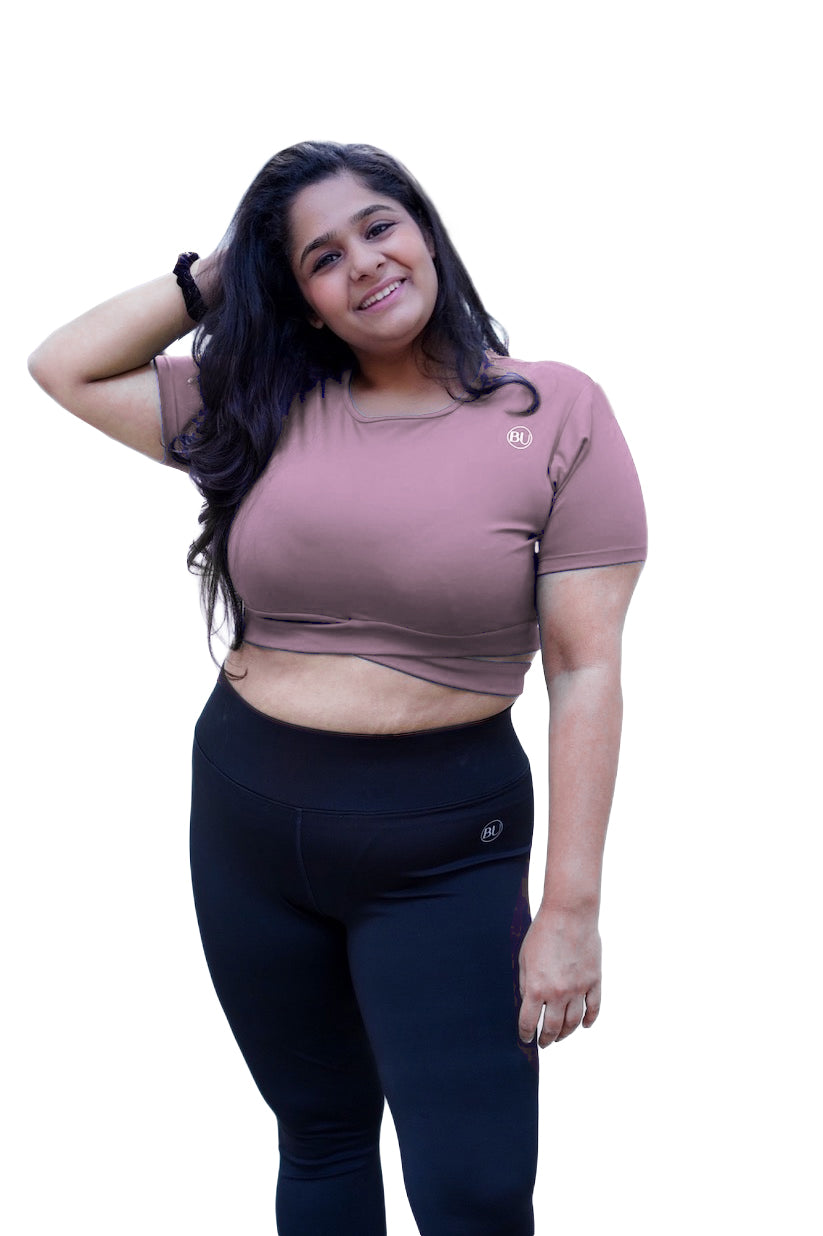 TieBack Crop Training Top  - Dust Pink