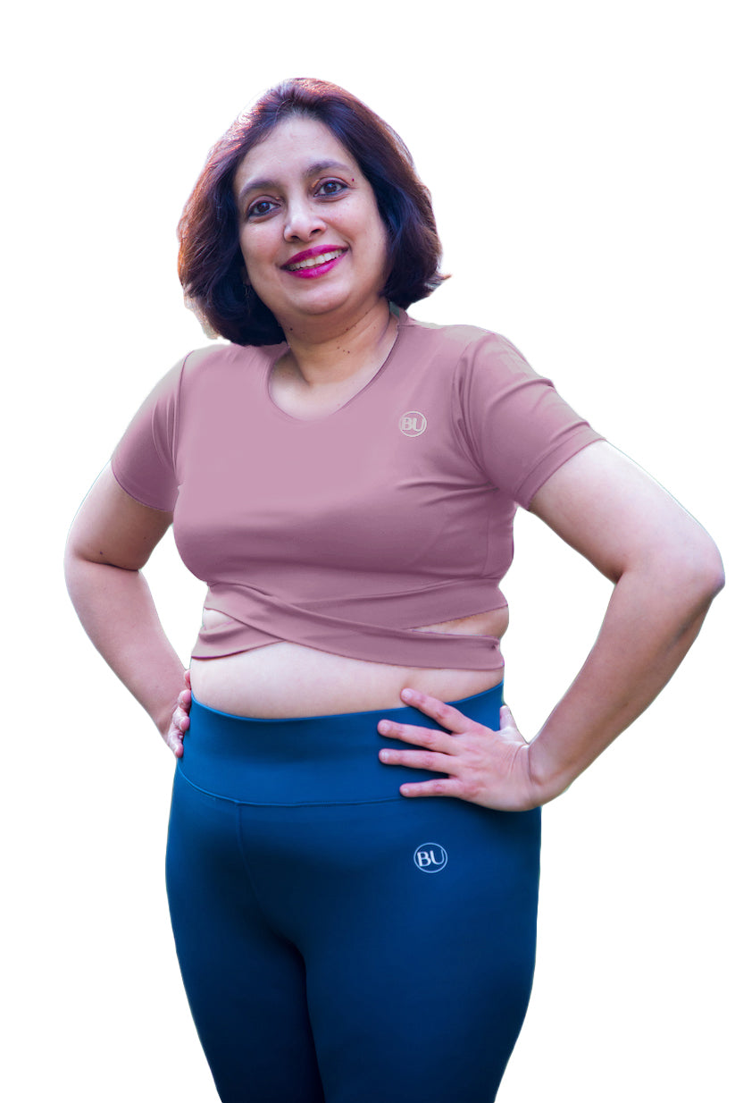 TieBack Crop Training Top  - Dust Pink