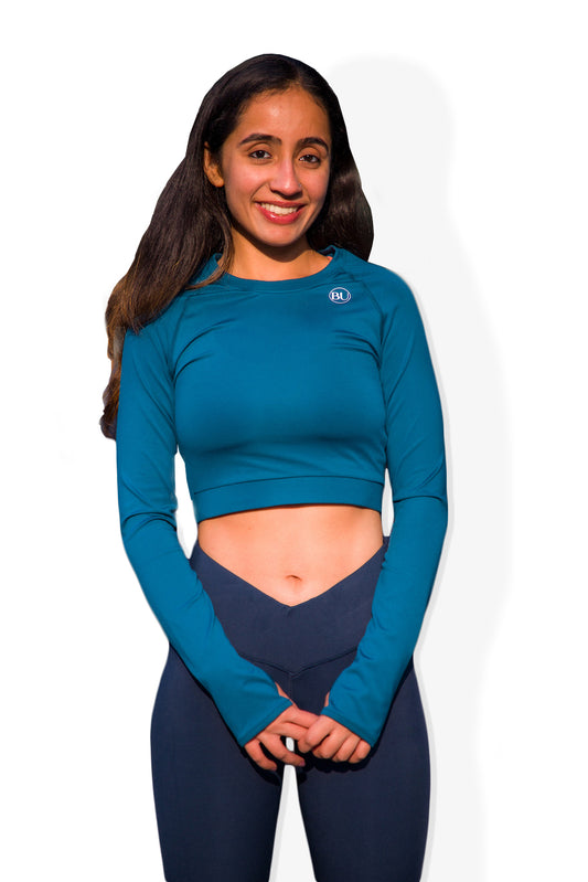 SculptFlex Crop Training Top- Ocean Blue