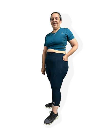 CurveFlow Activewear Capri- Navy Blue